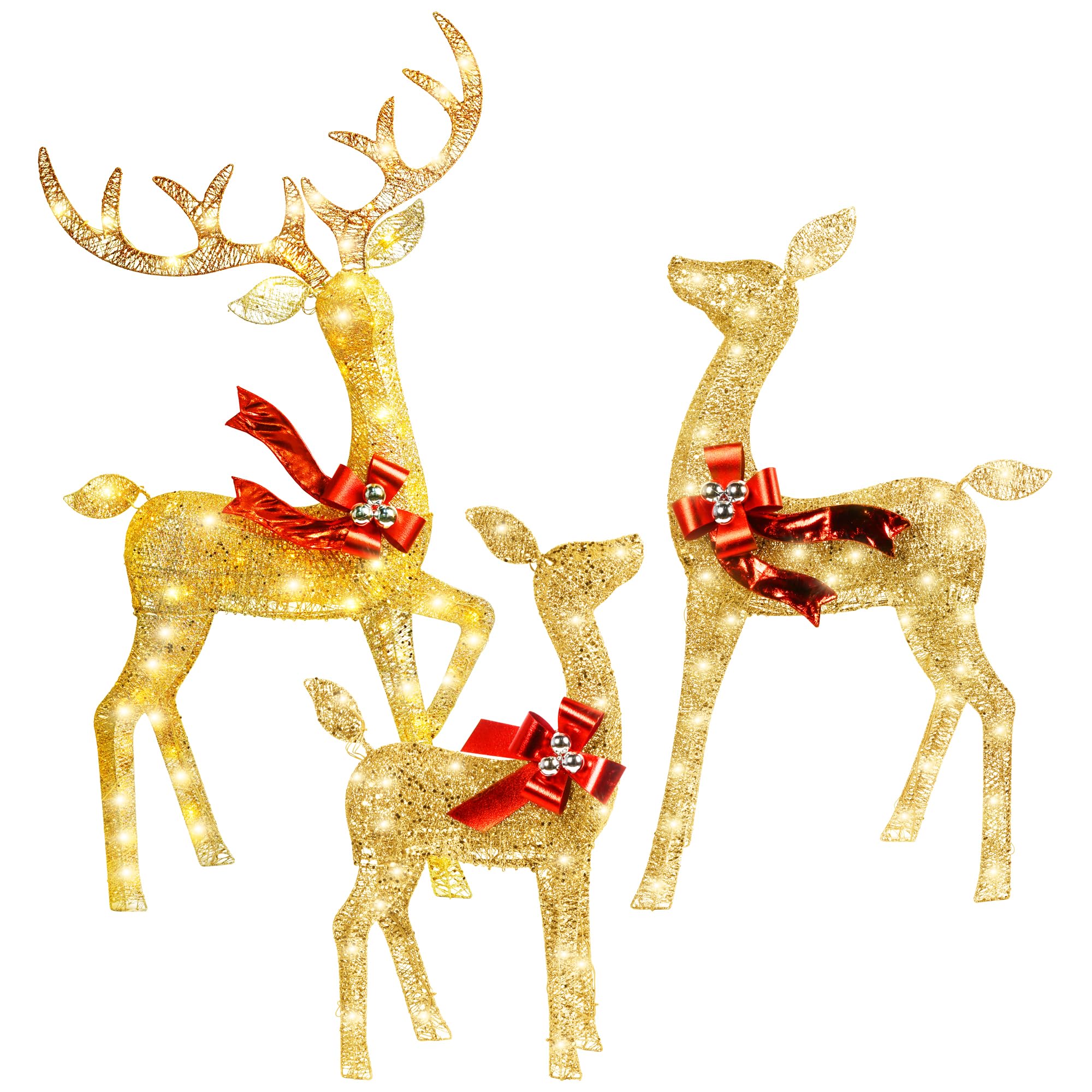 YOYNIIRE Lighted Christmas Deer Family 