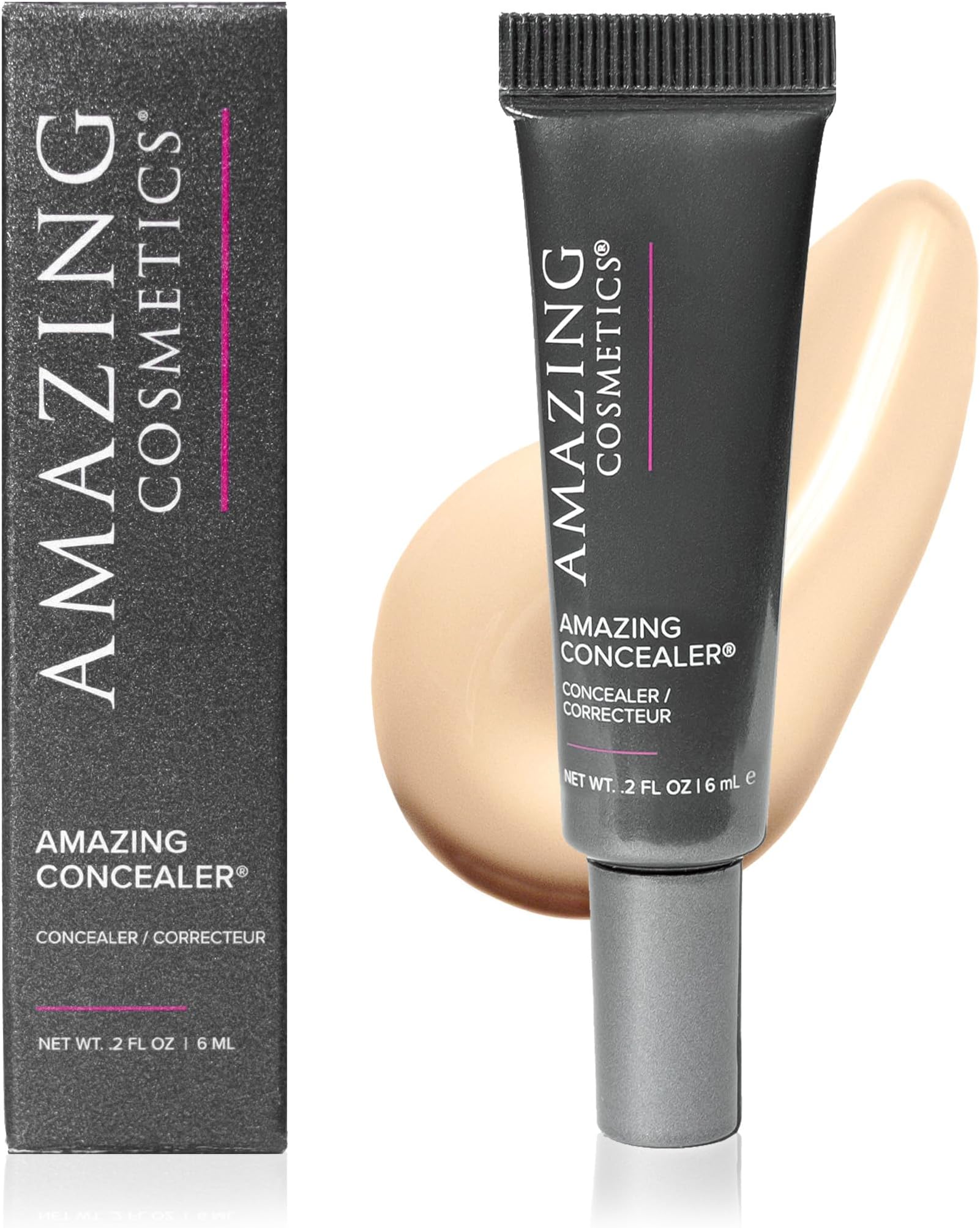 AmazingCosmetics AMAZINGCONCEALER, full coverage long wear concealer makeup for undereye dark circles, acne, blemishes and mature skin, color correcting shades, natural finish