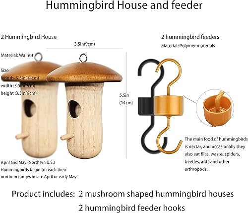 Miniatura 2 de 2 piezas de casa de colibrí 2023 nueva casa de pájaros de madera con colgante para casa de pájaros, casa de colibrí de madera con comedero para