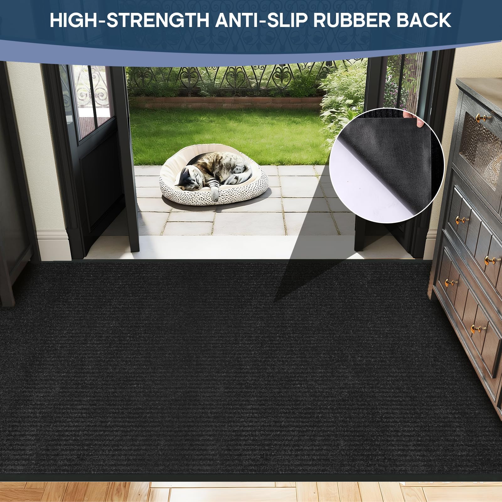 4'x6' Commercial Floor Mat for Entryway,Large Front Doormat for Home Entrance&Business High-Traffic Areas,Heavy Duty Non-Slip Rug,Rubber Backing,Low Profile,Black — Amazon image 7