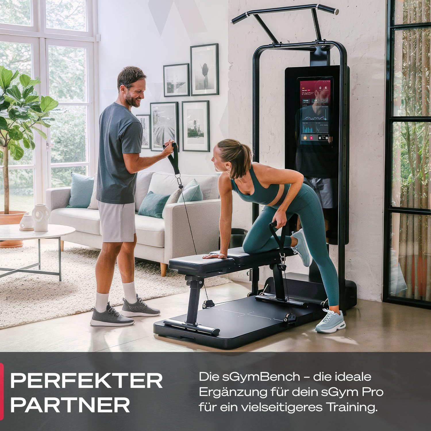 Sportstech Hantelbank verstellbar, Multifunktion Training Fitnessbank, kompatibel mit sGym Pro, 220 kg belastbar, Ganzkörpertraining, Bauchtrainer, Schrägbank, klappbar, sGym Bench
