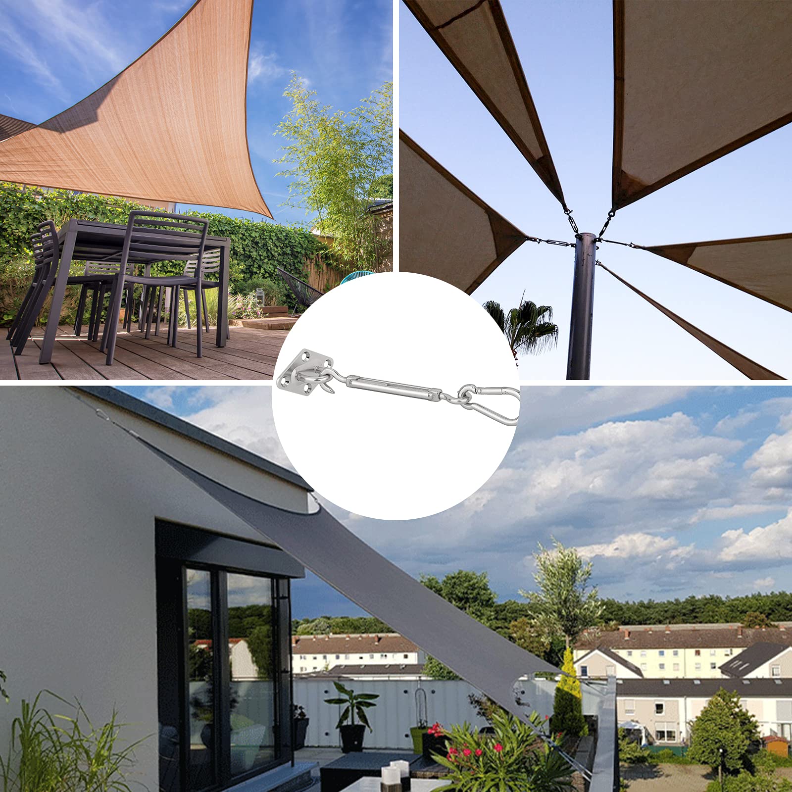 Kit Fissaggio Tenda Da Sole - 40 Pezzi In Acciaio Inox Per Vele Ombra Giardino - Foto 6