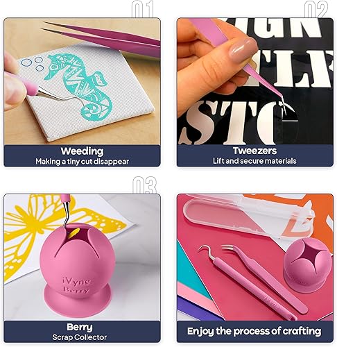 Miniatura 4 de iVyne Herramientas de deshierbe de bayas y silicona, desbrozadora de vinilo de succión, pinzas para manualidades, soporte para colector de chatarra,