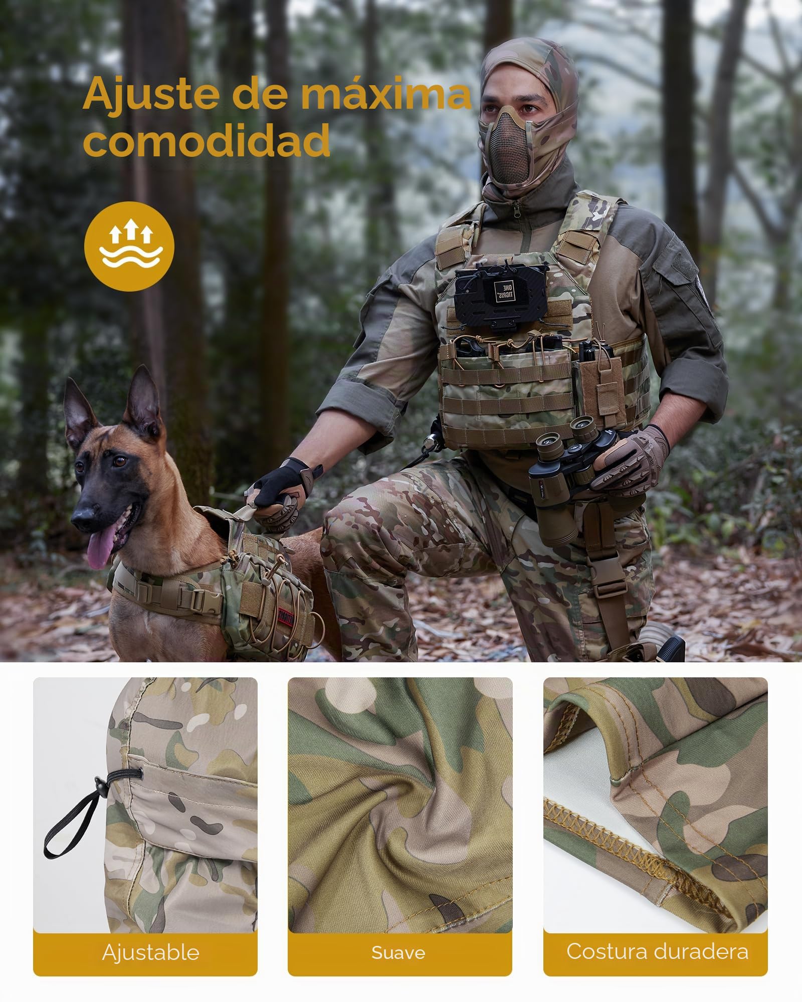 OneTigris Pasamontañas Táctico Malla Ninja Máscara Completa Airsoft