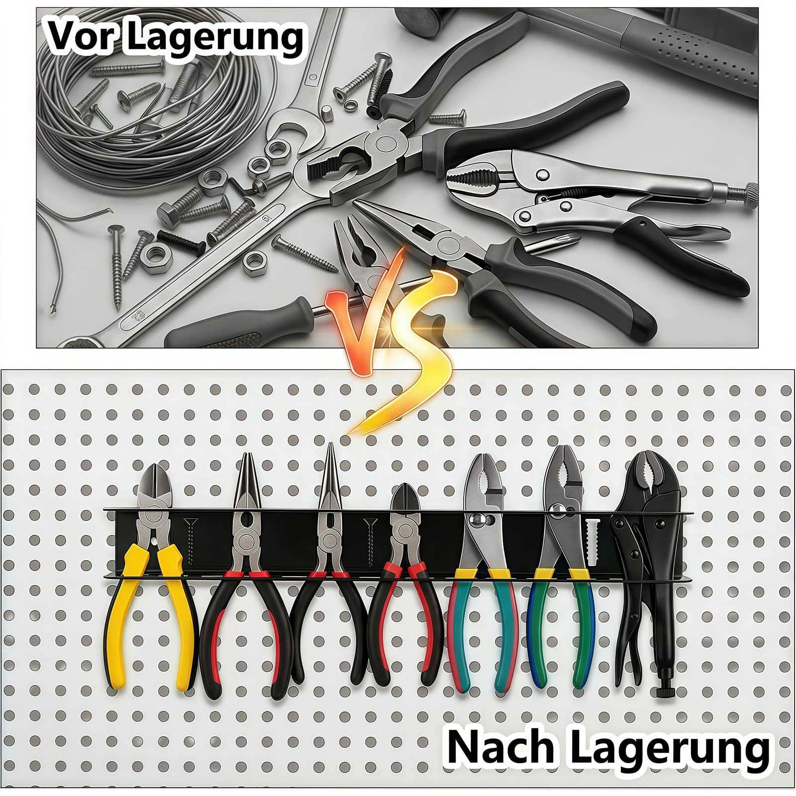 2 Stück Zangenhalter Wandhalterung 40cm/15.7in, Werkzeug Wandhalter mit 14 Löchern, Schraubendreher Halterung für Garage, Werkstatt & Werkbank
