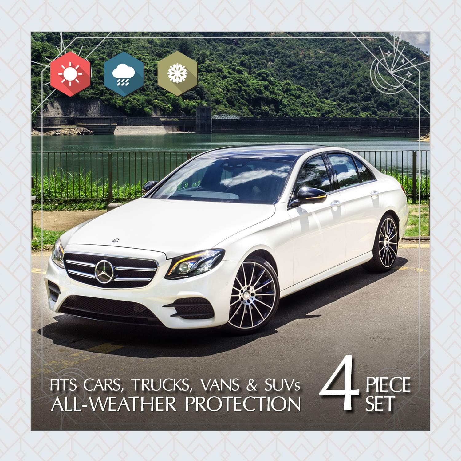 Lunna FM-337E 4pc Aztec Black Rubber Floor Mat