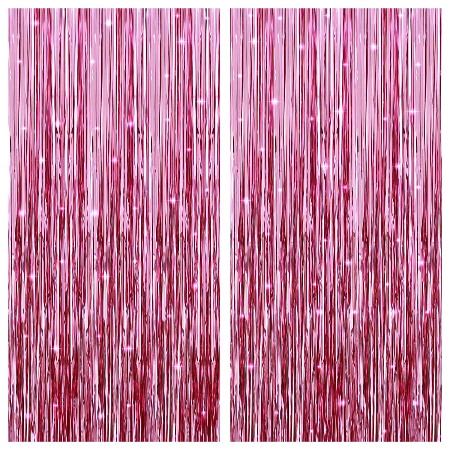 KatchOn, Pink Streamers for Pink Party Decorations - XtraLarge 3.2x8 Feet, Pack of 2 | Pink Backdrop for Birthday Decorations | Pink Tinsel Backdrop for Bachelorette, Wedding, Baby Shower Decorations