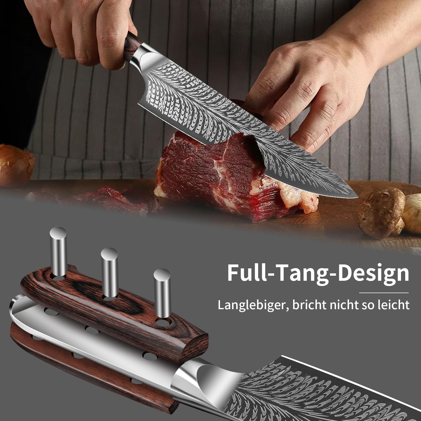 Plys Couteaux de Cuisine de Chef 20.5cm: Couteau Cuisine Sharp Couteau Legume Acier Inoxydable Idee Cadeau Papa