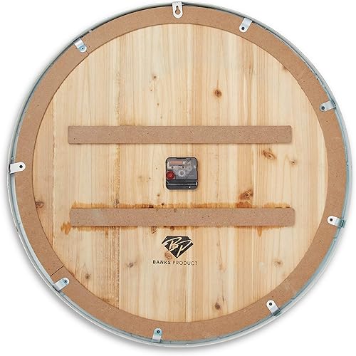 Miniatura 4 de Coastal Shiplap wall clock - 24 pulgadas - Marco de metal blanco - Números romanos - Cocina de playa - Reloj decorativo colorido - Rústico - Ticking