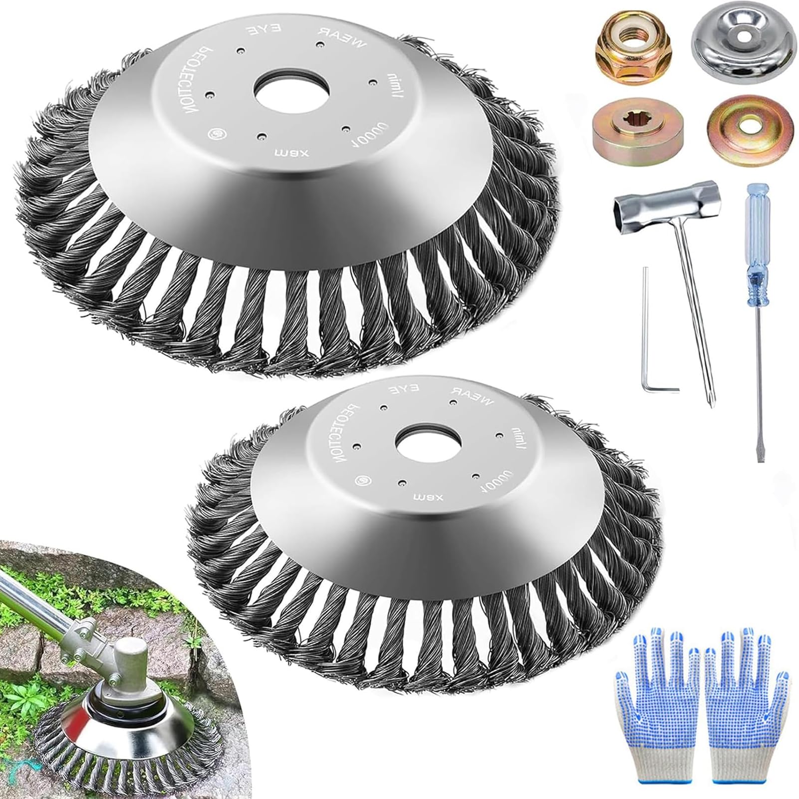 2 PCS Cepillo Profesional para Desbrozadora y Cortador de Alambre, Disco de Cabezal para Limpieza de Maleza