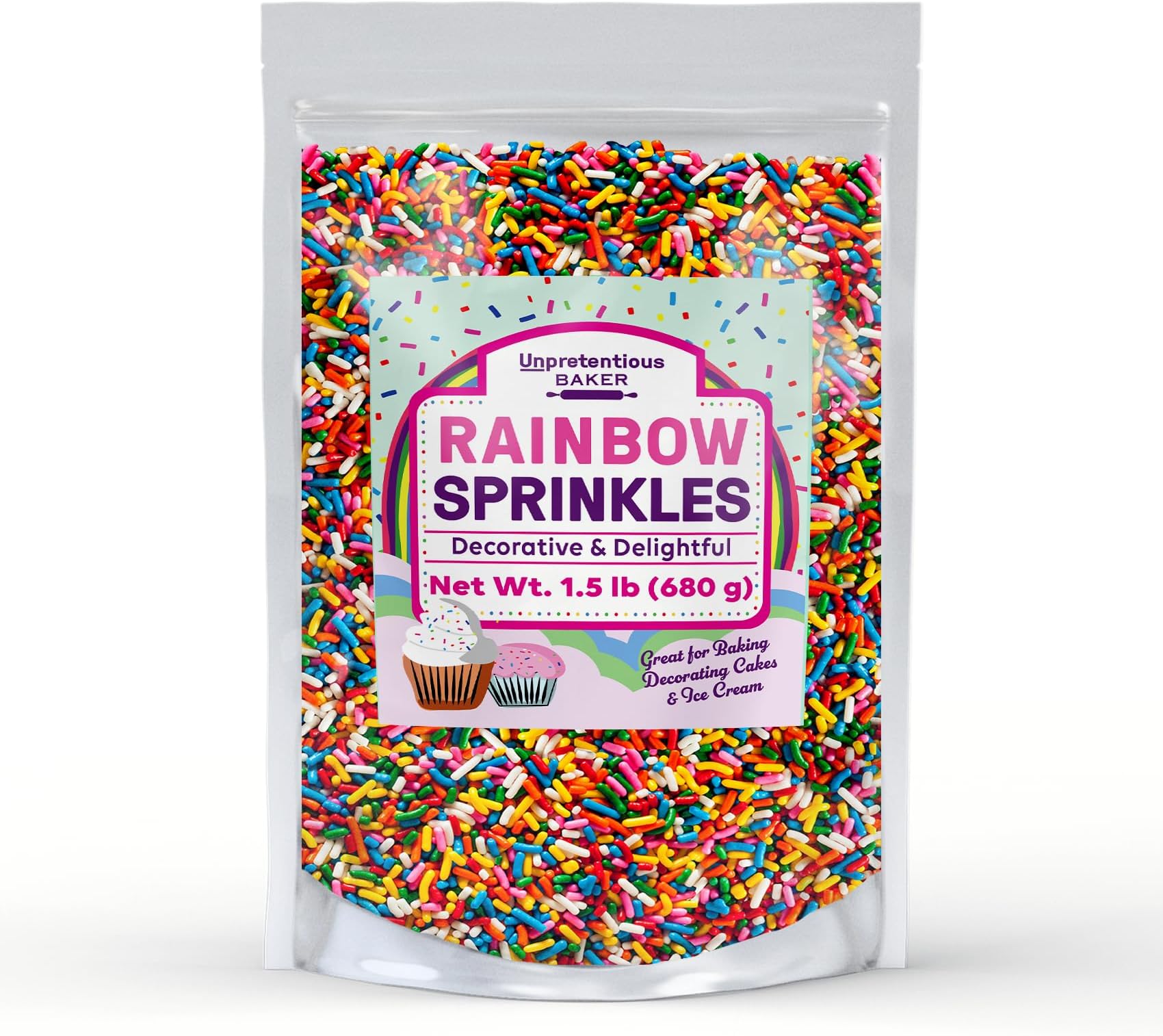 Unpretentious Rainbow Baking Sprinkles (1.5 lb) Bulk Quantity for High-Volume Baking, Dessert Topper