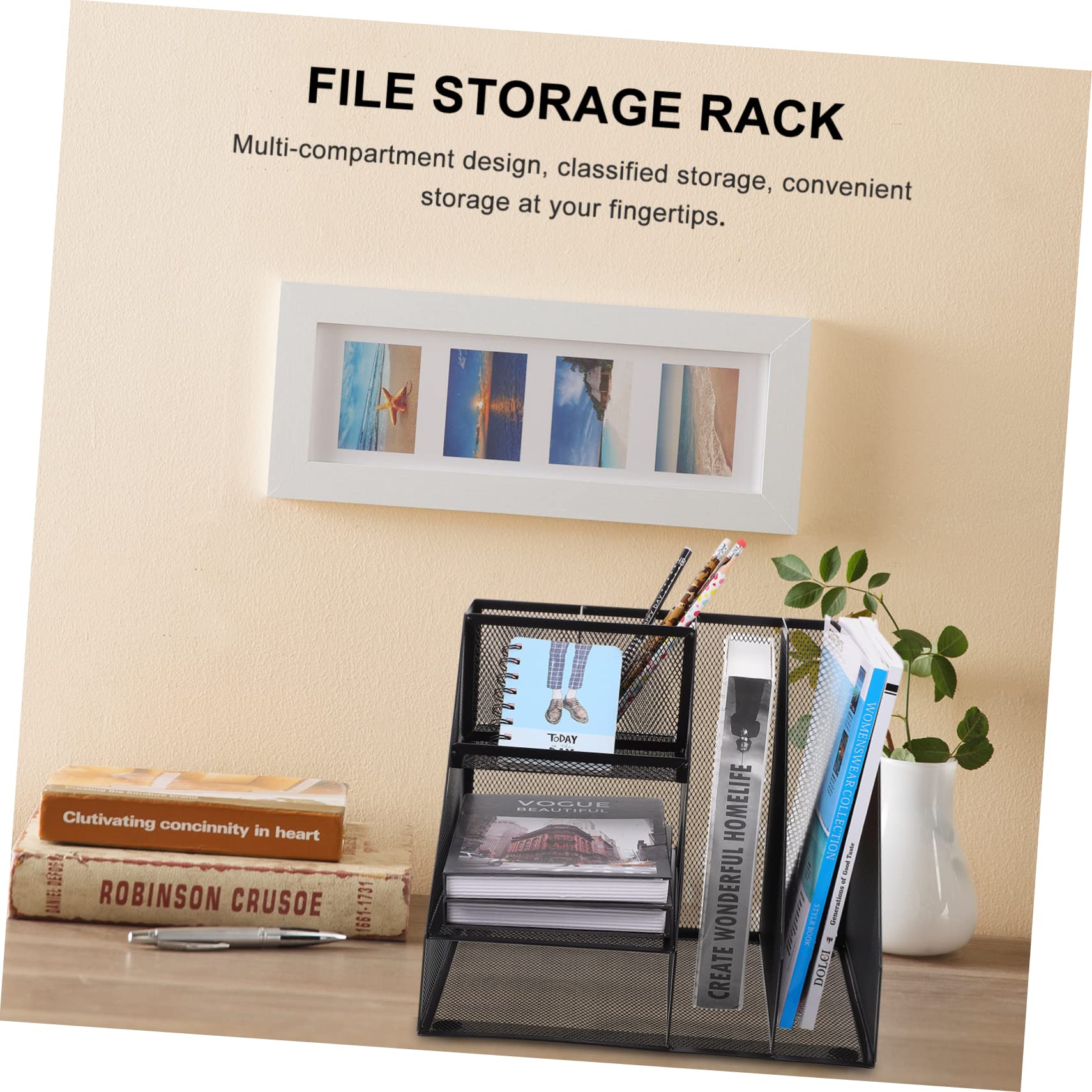 STOBOK 1pezzi Portadocumenti in Ferro Multistrato Per Scrivania Organizer Di File Da Ufficio Scomparti Multipli Per Casa e Ufficio