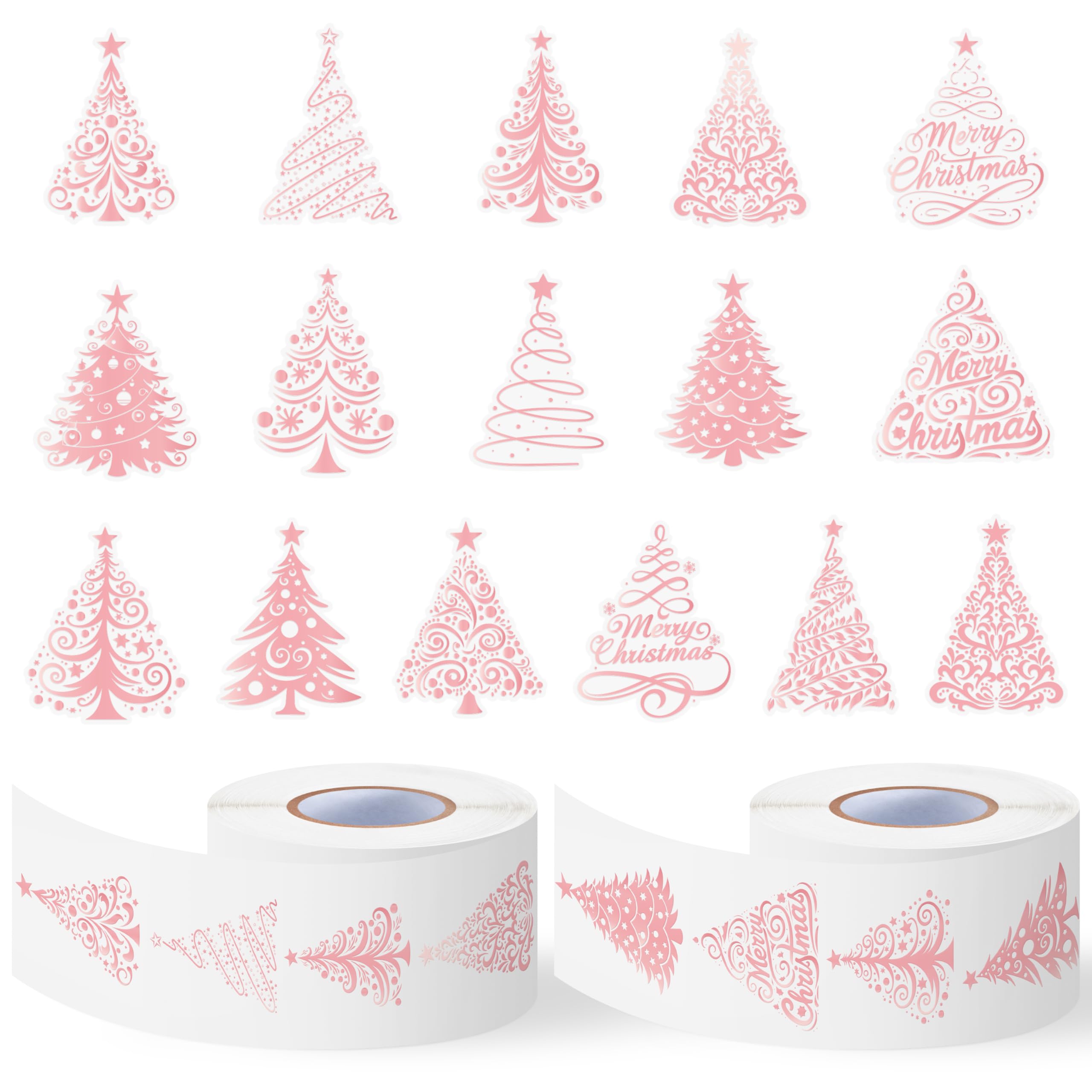 Foil Christmas Tree Sticker - 1000 Pcs Easy Peel Metallic Tree Waterproof Vinyl Reusable Laptop Sticker Coloring Book Scrapbook Water Bottle Page Activity Pad Christmas Party Favor Skateboard