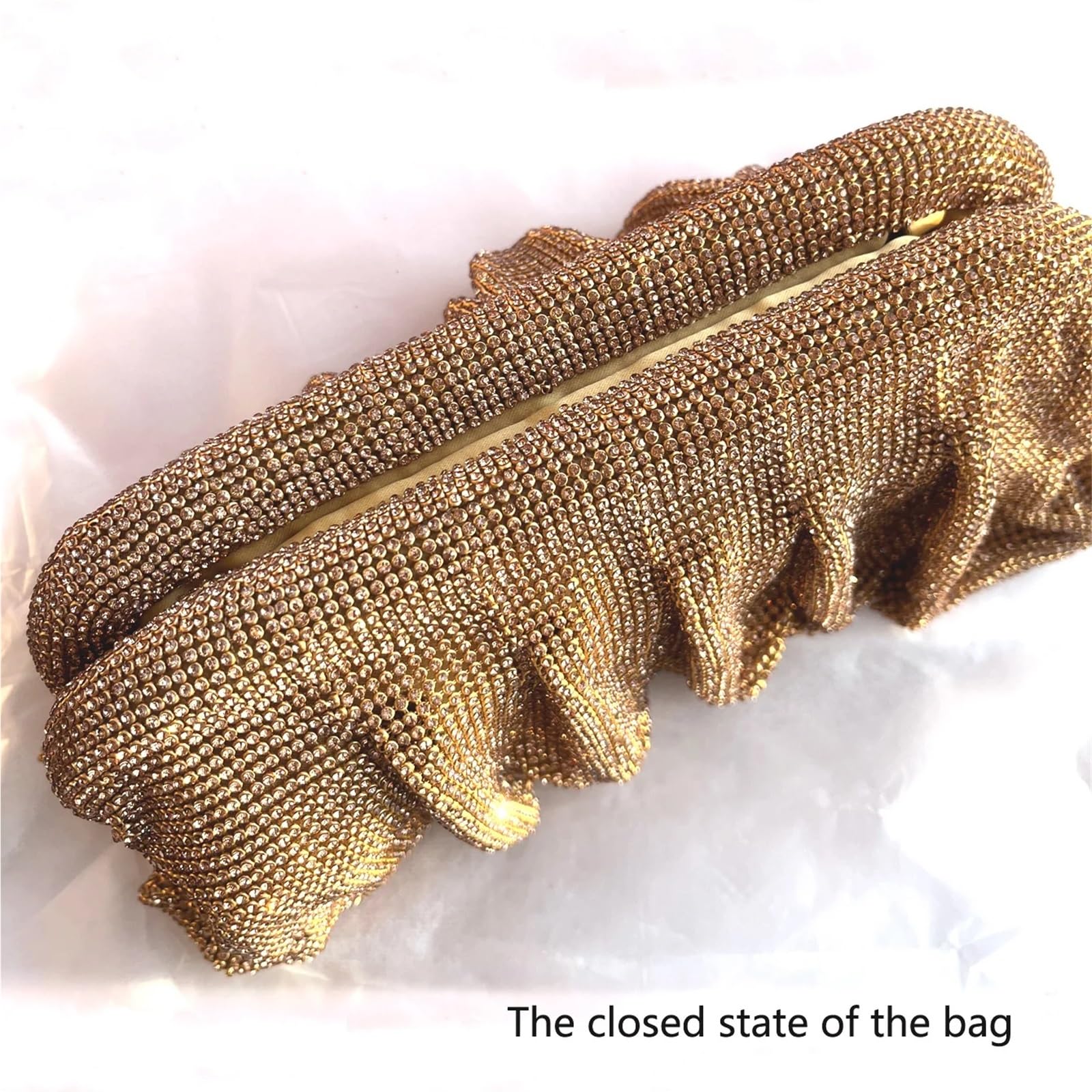 FJOADNVM Strasssteinen Tasche Funkelnde Strass-Handgemachte Abendkupplung Faltbare Handtasche Designer Hochzeitsfeier(Sky Blue)
