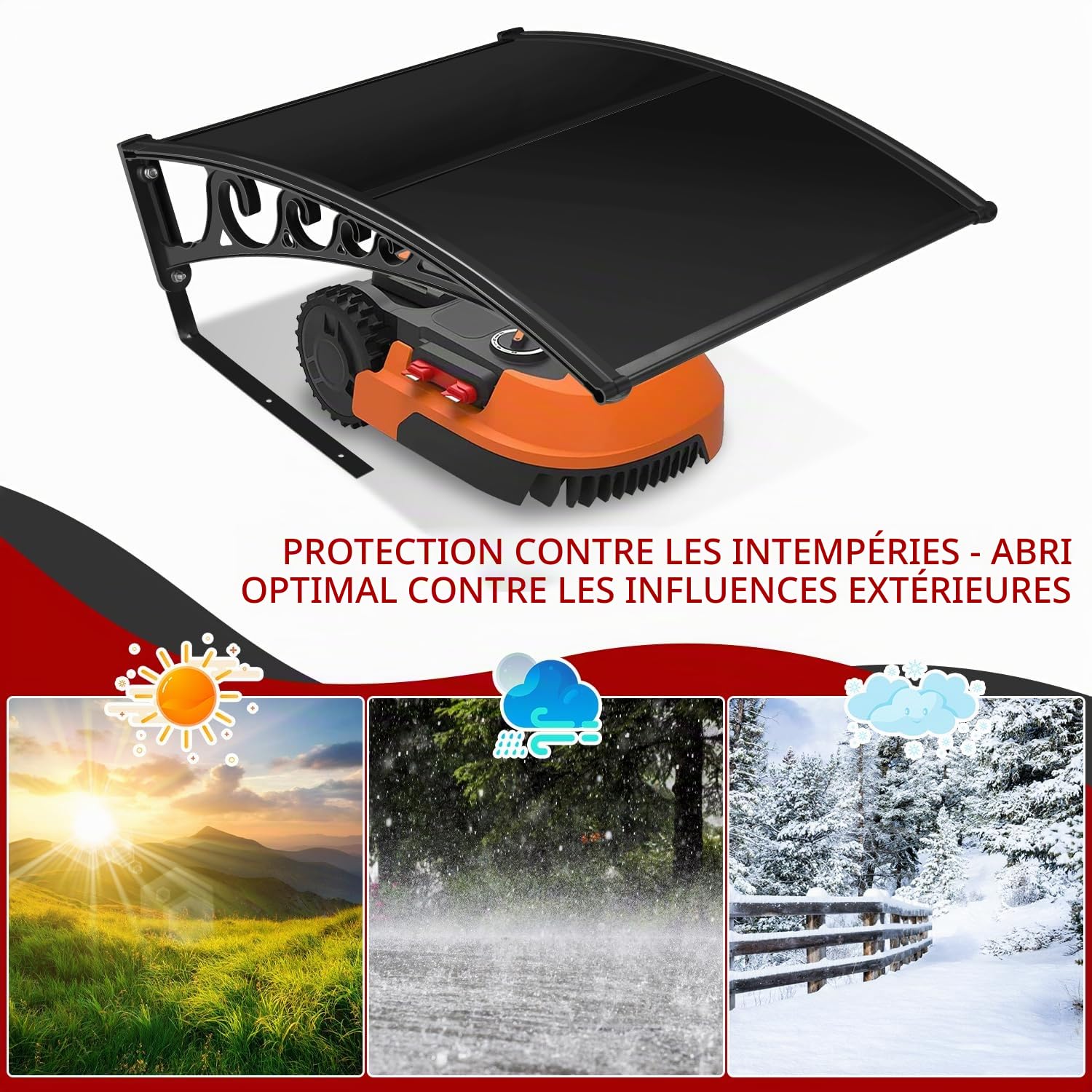 Eulenke Garage de Tondeuse Robot, 106 x 87 x 50 cm Toit de Garage Tondeuses, Protection UV Carport, Abri pour Robot à Gazon - Noir