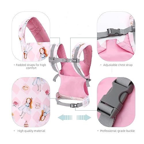 Miniatura 4 de Portabebés delantero y trasero, accesorios para muñecas de bebé, mochila para niños pequeños, juguete portabebés para babydoll con correas