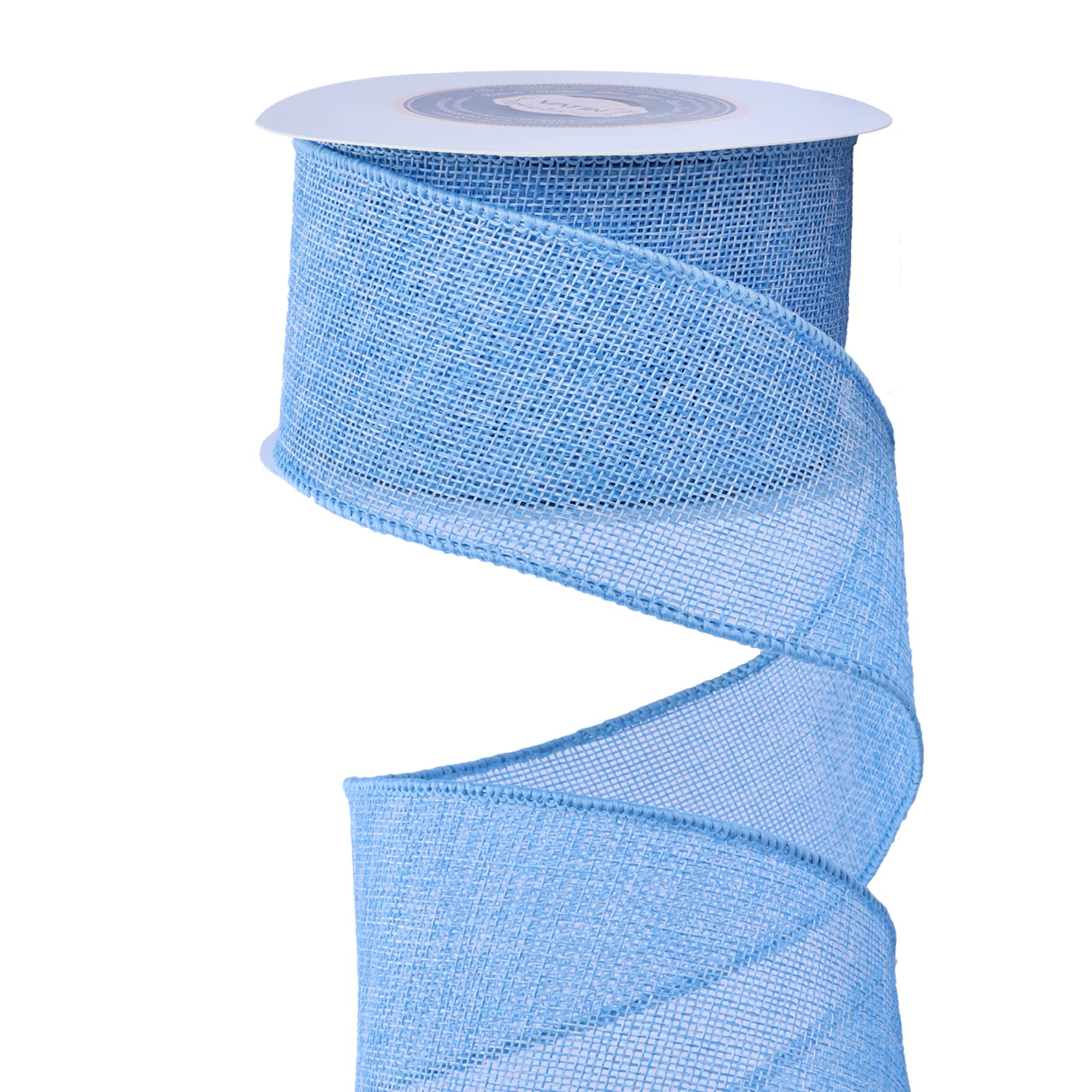 VATIN Baby Blue Burlap Wired Ribbon 65mm X 9m Fabric Craft Ribbon for Party Decorations,Big Bow,DIY Wreath Craft,Tree Decoration,Outdoor Decoration
