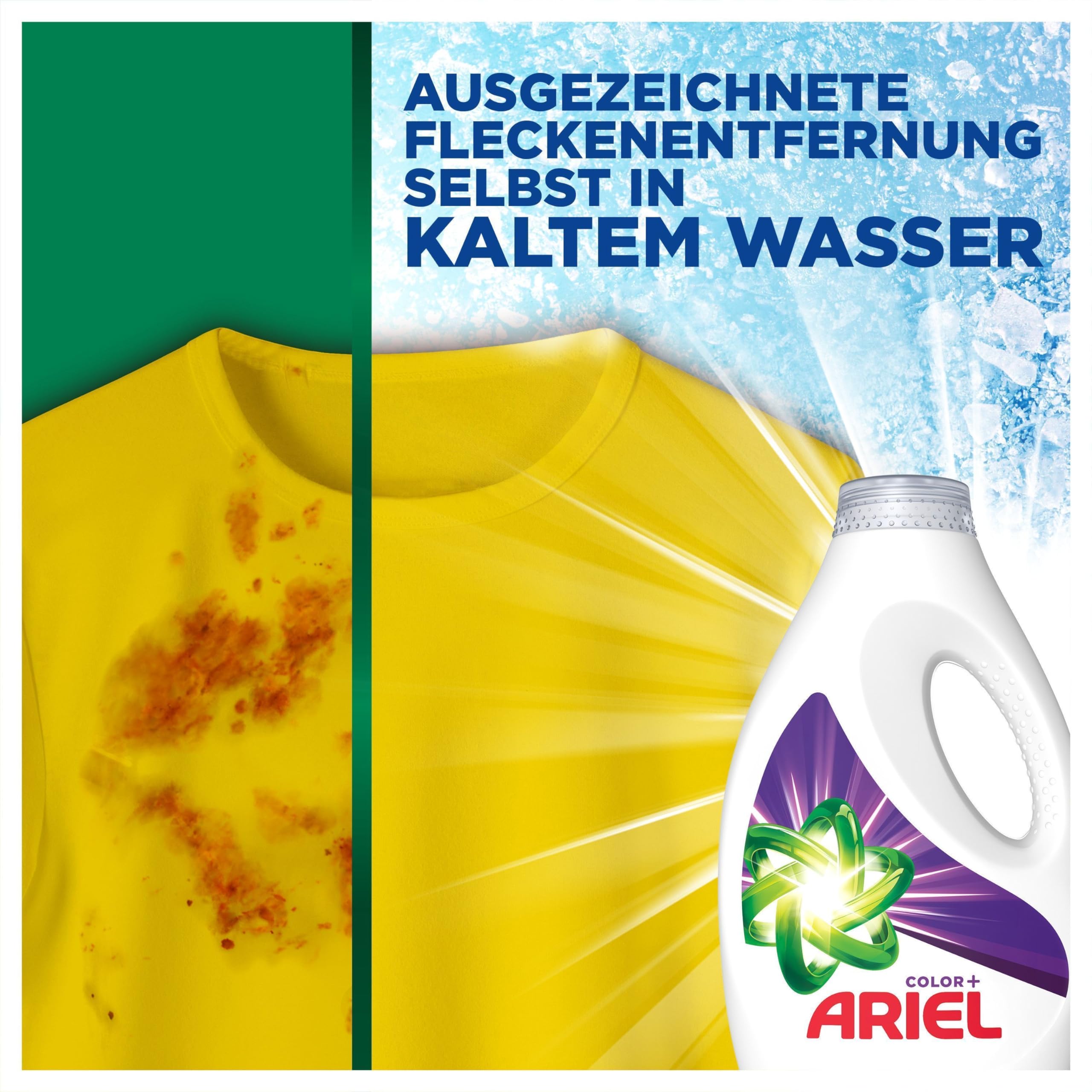 Ariel Flüssigwaschmittel Waschmittel, 100 Waschladungen Color, Kraftvolle Fleckenentfernung Schon Ab Der 1 Wäsche