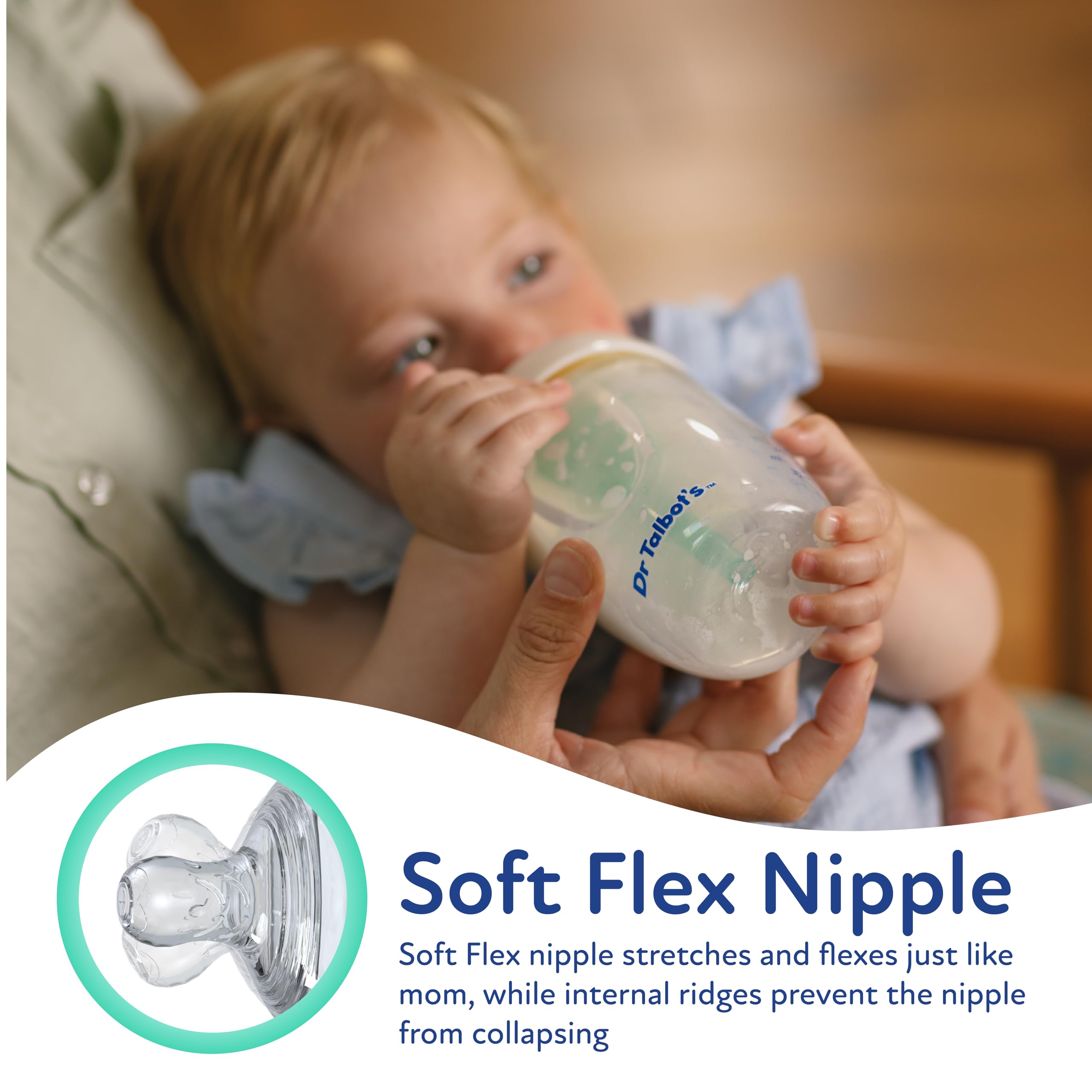 Dr. Talbot's Anti-Colic Bottle Replacement Nipples - Feeding Supplies for Newborn - (2-Pack) Medium Flow Soft Flex Nipples - 3+ Months
