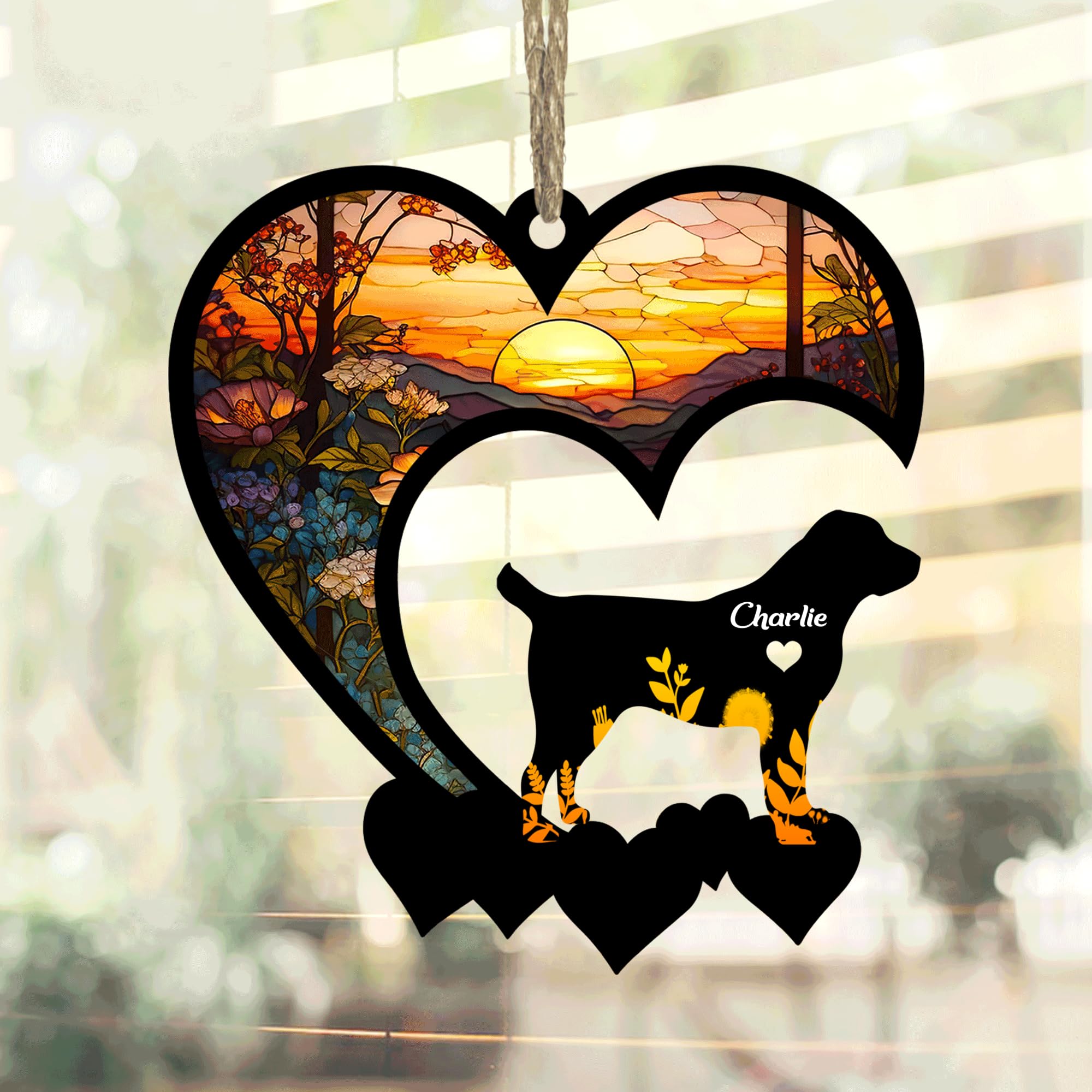 Lovely POD Central Asian Shepherd Suncatcher, Personalized Central Asian Shepherd Memorial with Name, Shepherd Loss Suncatcher, Dog Remembrance Gift, Dog Memorial Ornament, Loss of Dog Sympathy Gift