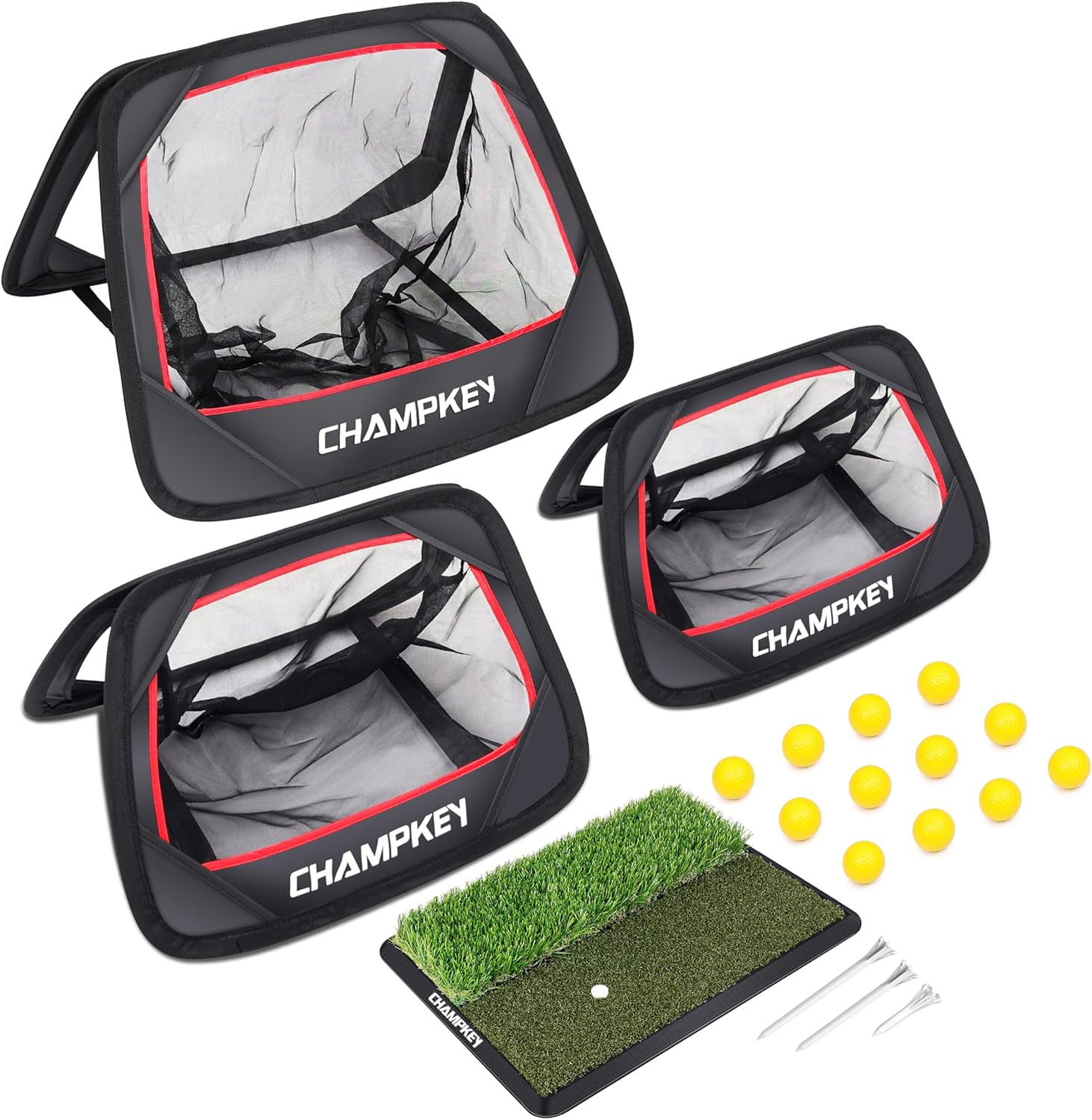 CHAMPKEY Premium Golf Chipping Net with Golf Hitting Mat 3 Chipping