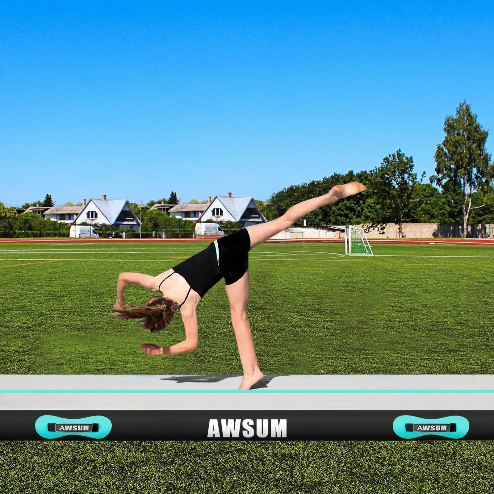 AWSUM Air Matte aufblasbare Gymnastikmatte, Turnmatte Trainingsmatte Tumbling Matten mit elektrischer Luftpumpe für Zuhause Outdoor Yoga Gymnastik Fitnessstudio Turnen