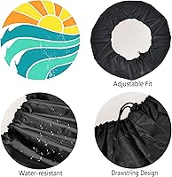 Vista 4 de Cubierta de neumático de repuesto para verano, olas de sol, accesorios de campamento para neumáticos de repuesto, resistentes a la intemperie, a