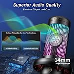 TONOR Jeu USB Jeu de microphones pour PC, RGB Mic de condenseur avec bras de boom Mute rapide, filtre à pop, montage de choc, contrôle de gain pour la diffusion en continu de podcasting YouTube TC310+