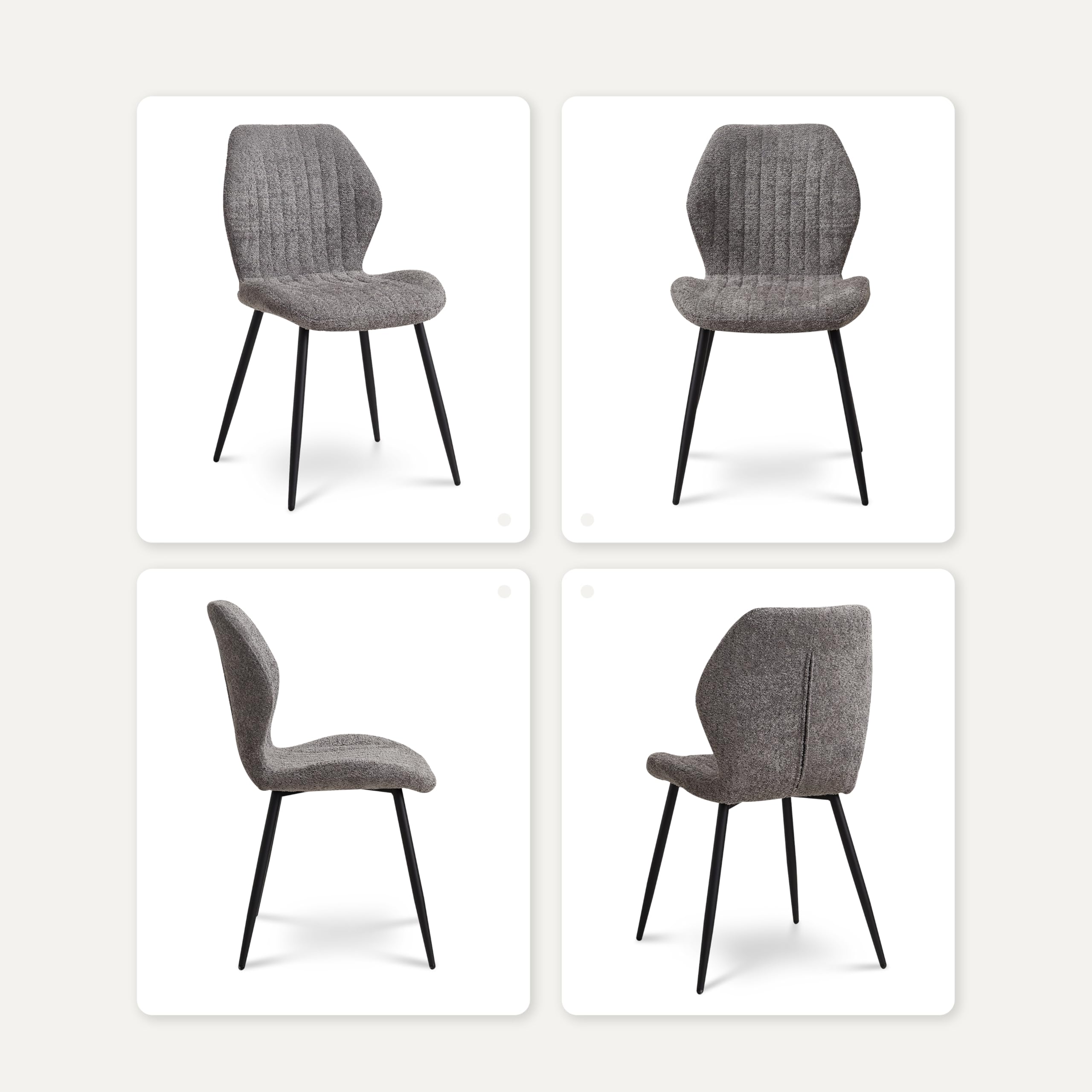 GrandCA HOME Juego de Mesa y Sillas de Comedor, Mesa de Comedor Redonda de 100 CM y 4 Sillas Modernas de Lino, para Comedor, Cocina, Sala de Estar (Oscuro + Gris)