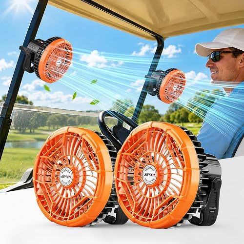 48Hrs Runtime Golf Cart Fans, 7-Inch Large Golf Cart Rechargeable