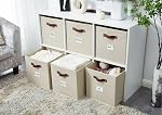 DECOMOMO Cube Storage Bin, Storage Cubes with Labels, Baskets for Shelves Kallax Linen Closet Organizers (Cube 10.5x11"/ 6pcs, Beige)