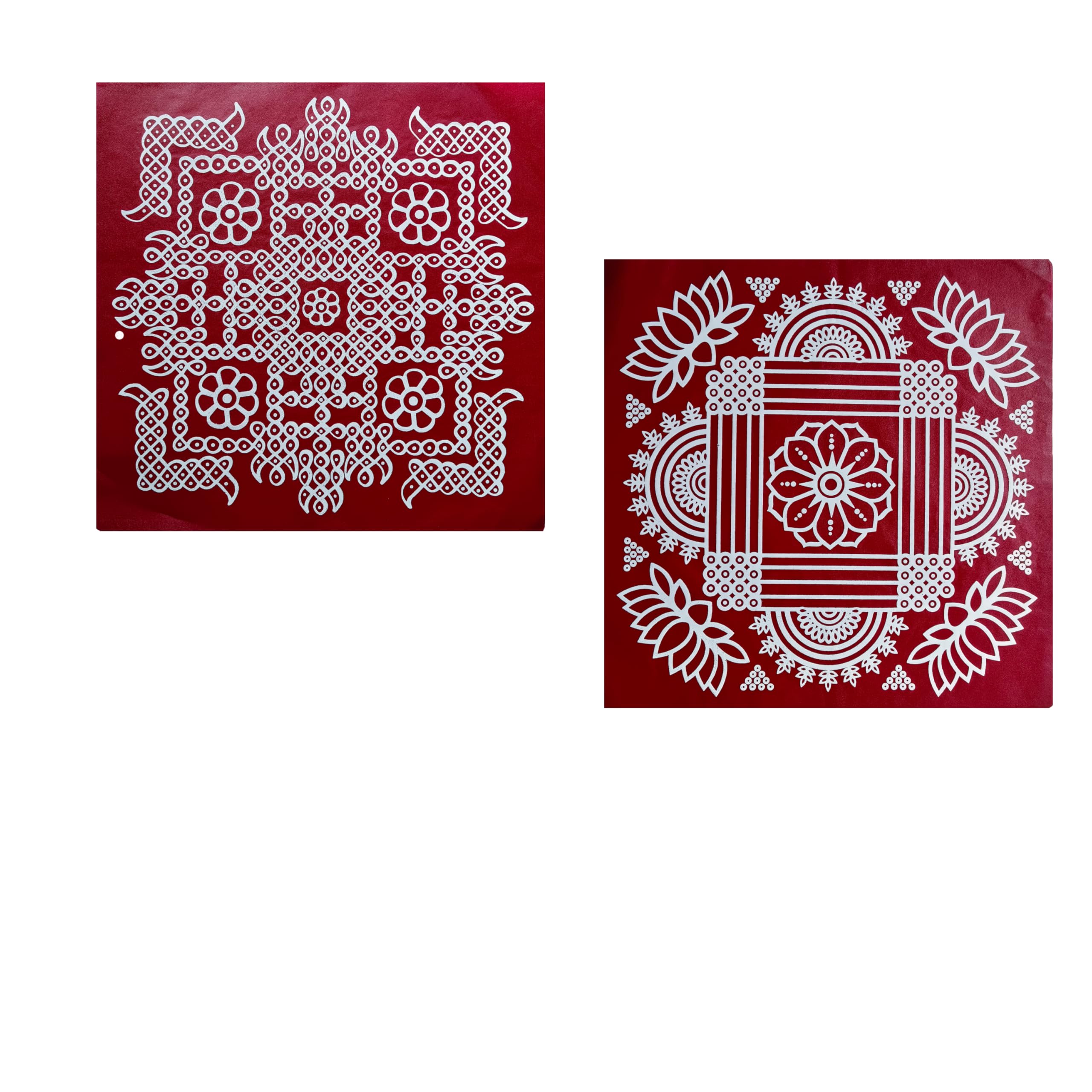 Premium Big Size Rangoli Stickers/Maroon kolam Sticker/Rangoli Stickers for Pooja Room/Floor Hall Decor Waterproof PVC Vinyl/Self-Adhesive (L 38 X W38 Cm) (Combo Pack of 2 Stickers) (Design 10)-image-40