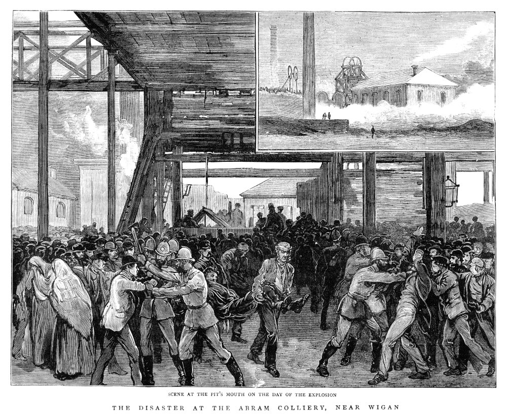 Abram Colliery Disaster Nscene At The Mouth Of The Abram Colliery Near Wigan England After A Major Explosion In The Mine Wood Engraving English 1881 Poster Print by (24 x 36)
