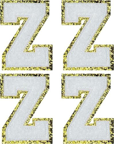 Miniatura 204 de Jongdari Letras termo-adhesivas de felpilla para ropa, parches de letras del alfabeto con brillantina para coser, con adhesivo planchado, 4