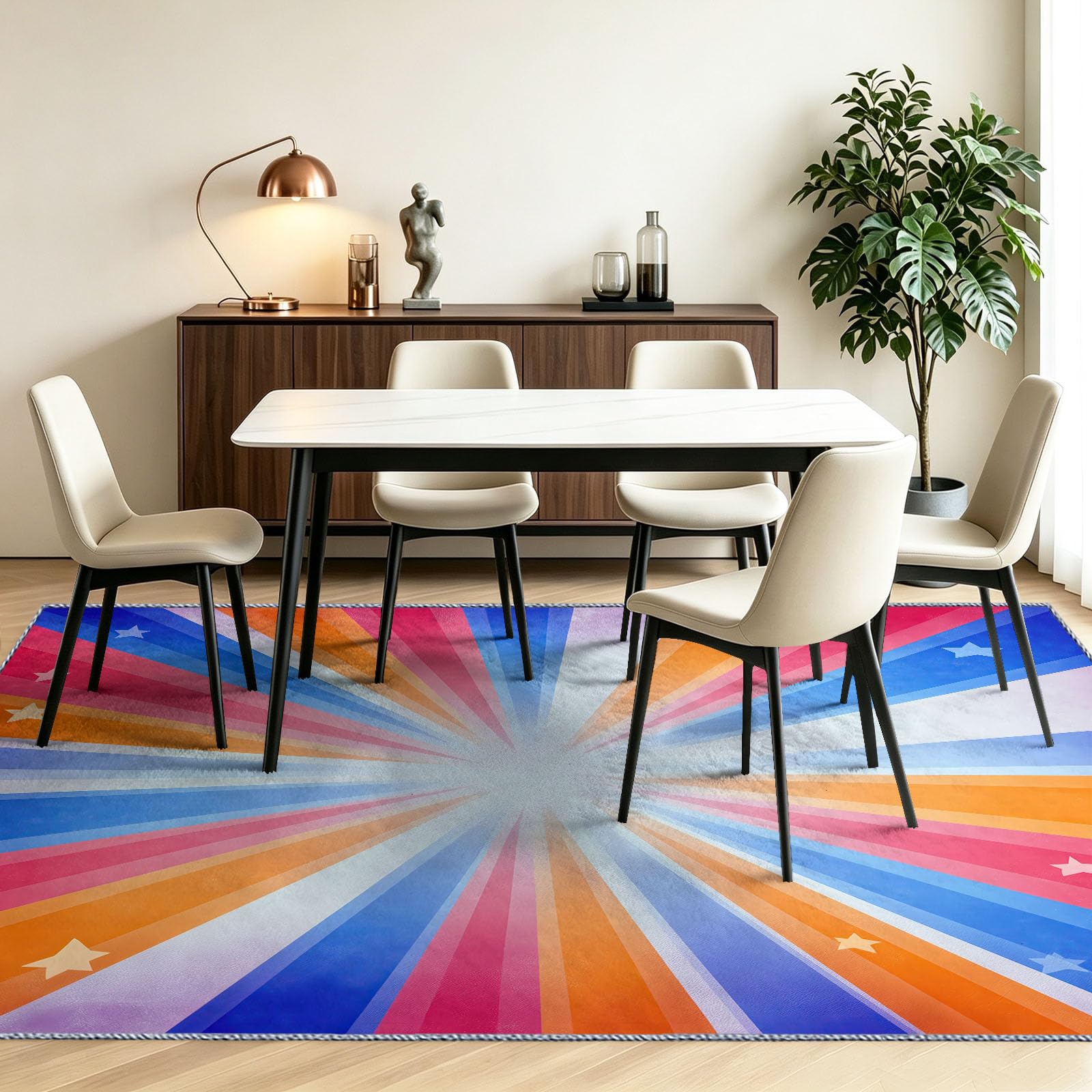Lavable Tapis Vintage Nostalgique Salon Pile Courte Rug 160 x 230 cm