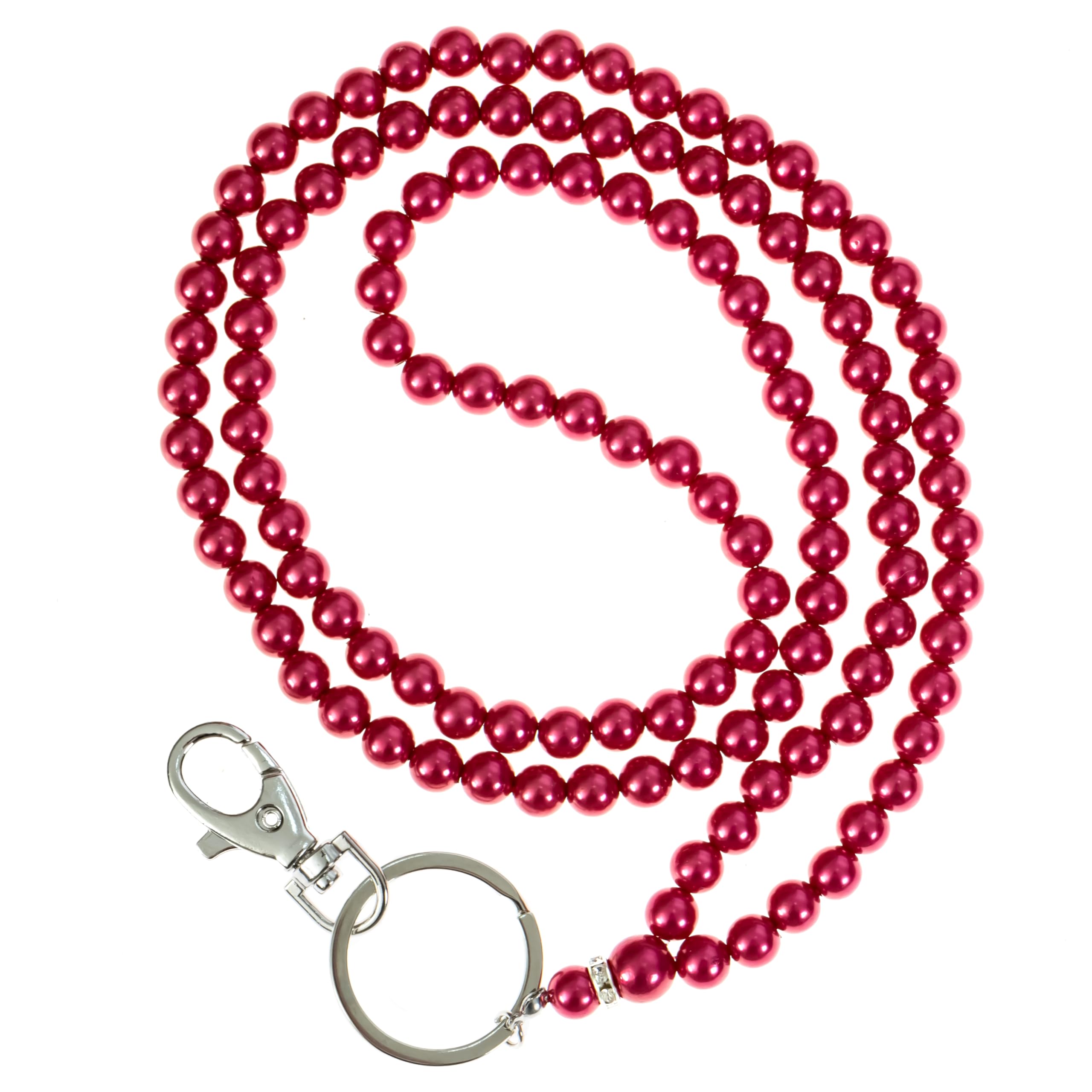 MPC Brands Lanyard for Women White Pearl With Diamond Accent Lanyards for ID Badges Teacher Lanyard