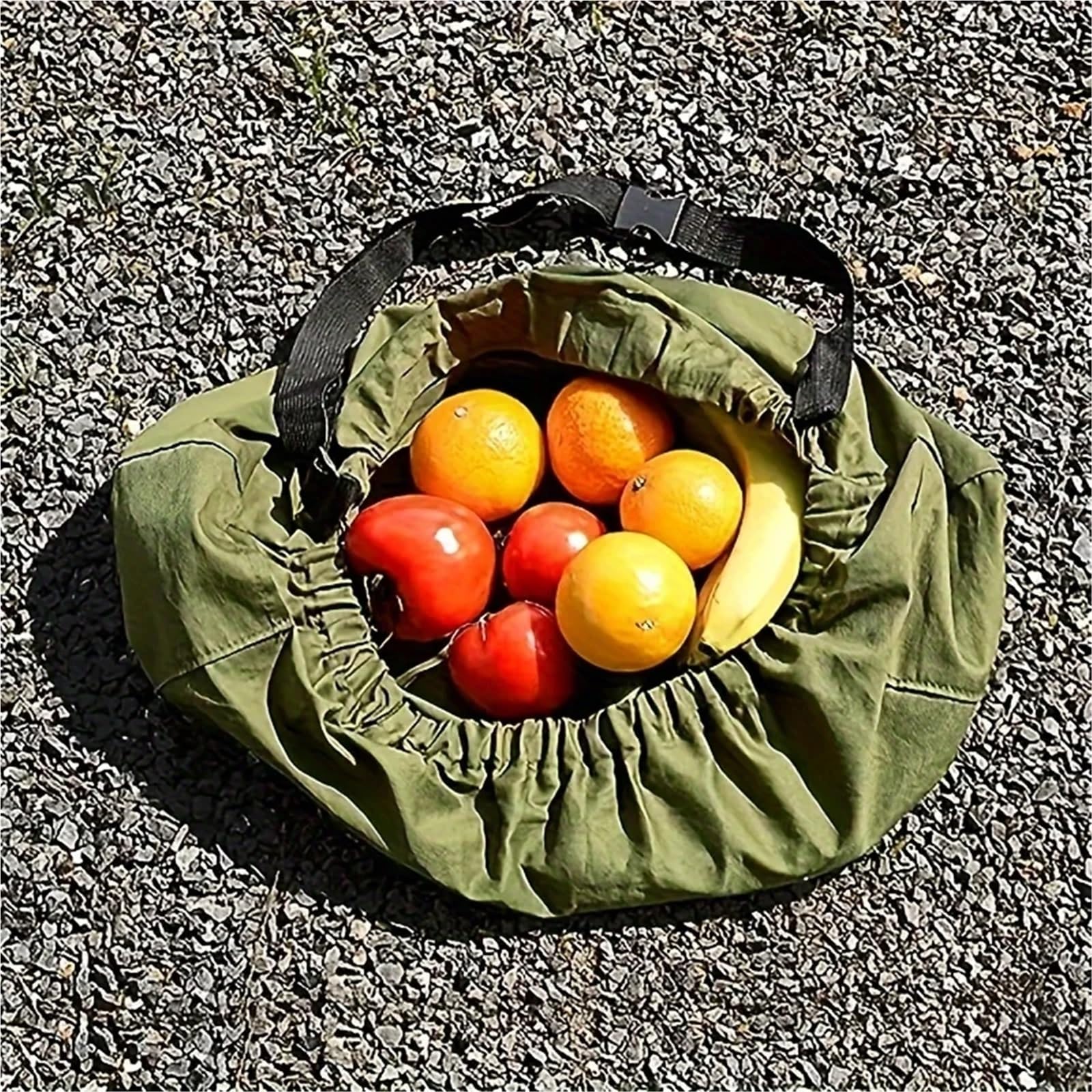Delantal de lona for huerto y jardín con bolsillos grandes cierre rápido for recoger frutas verduras para Jardín