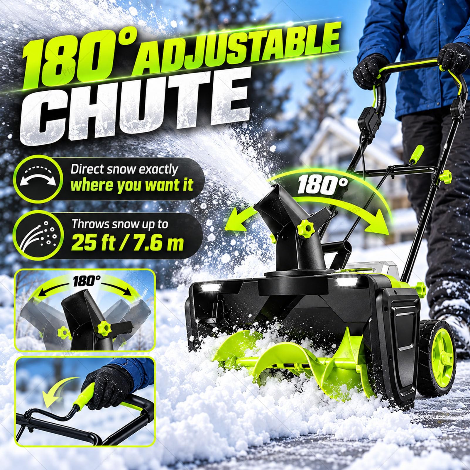 Souffleuse à Neige électrique sans Fil, 20 Pouces 4Batteries