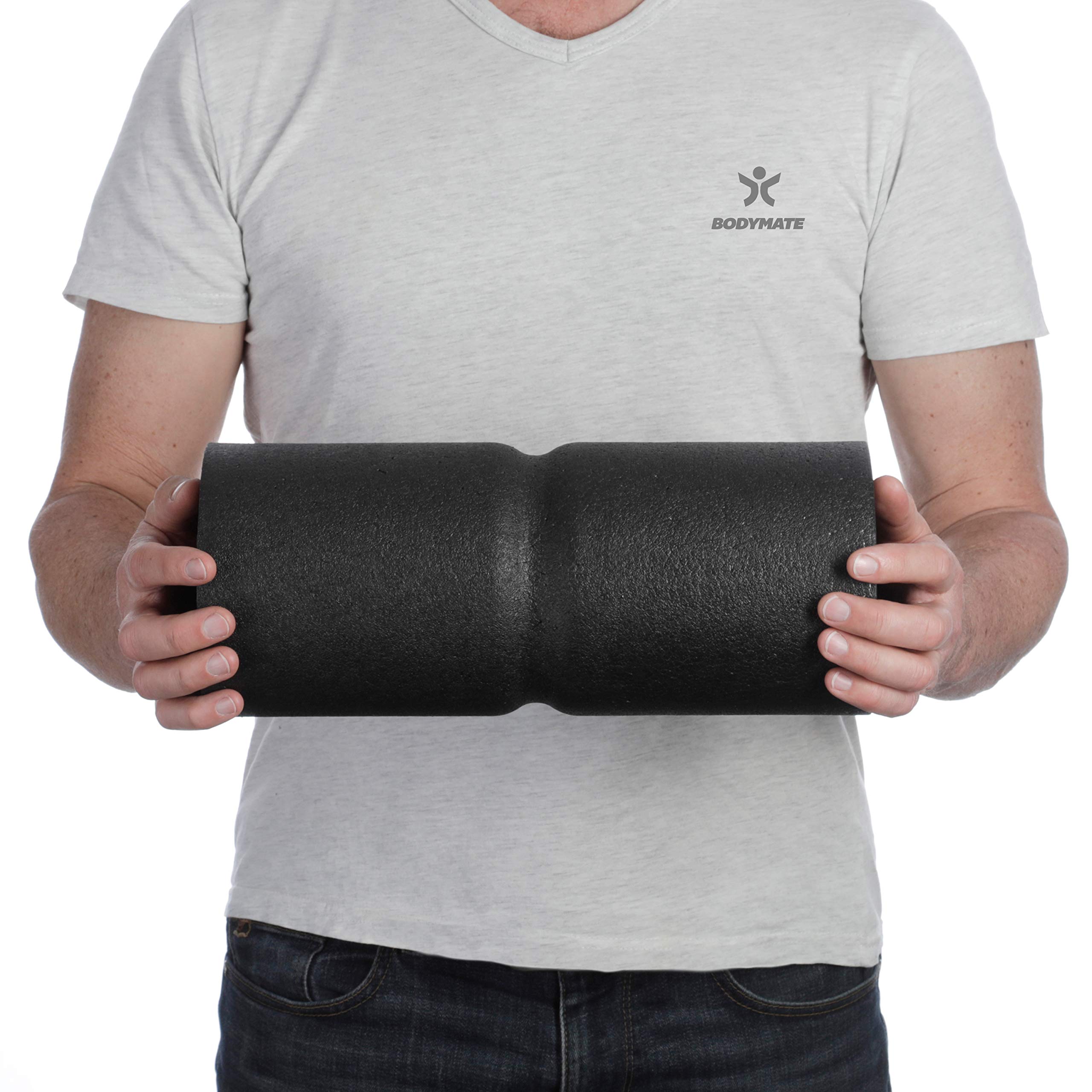 BODYMATE Rouleau de Massage fascias Care L35cm Ø14cm dureté Moyenne + rainure pour soulager la Colonne + E-Book Gratuit