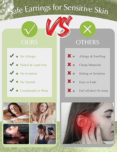 Vista 6 de ORAZIO 4 Pares de pendientes de argollas de acero inoxidable. Pendientes tipo argolla plana para mujer, de 10-20 milímetros.