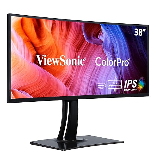 ViewSonic VP3881A 38-Inch IPS WQHD+ Curved Ultrawide Monitor with ColorPro 100% sRGB Rec 709, Eye Care, HDR10 Support, USB C, HDMI, USB, DisplayPort for Professional Home and Office