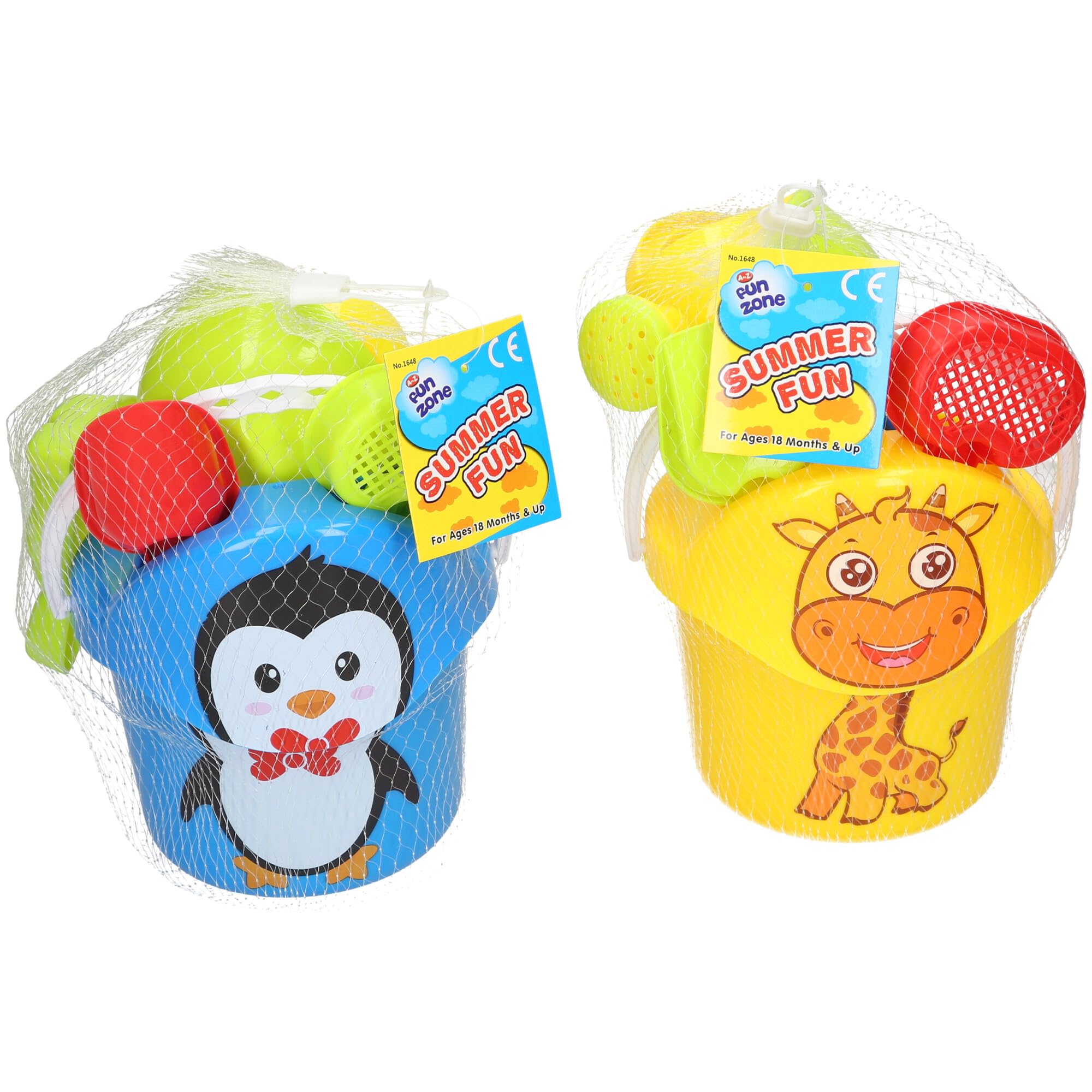 Fun Zone Kids Beach Sand Toy Set, Penguin and Giraffe Bucket Sets with Beach Tools, Summer Fun for Ages 18+ Months - Image 2