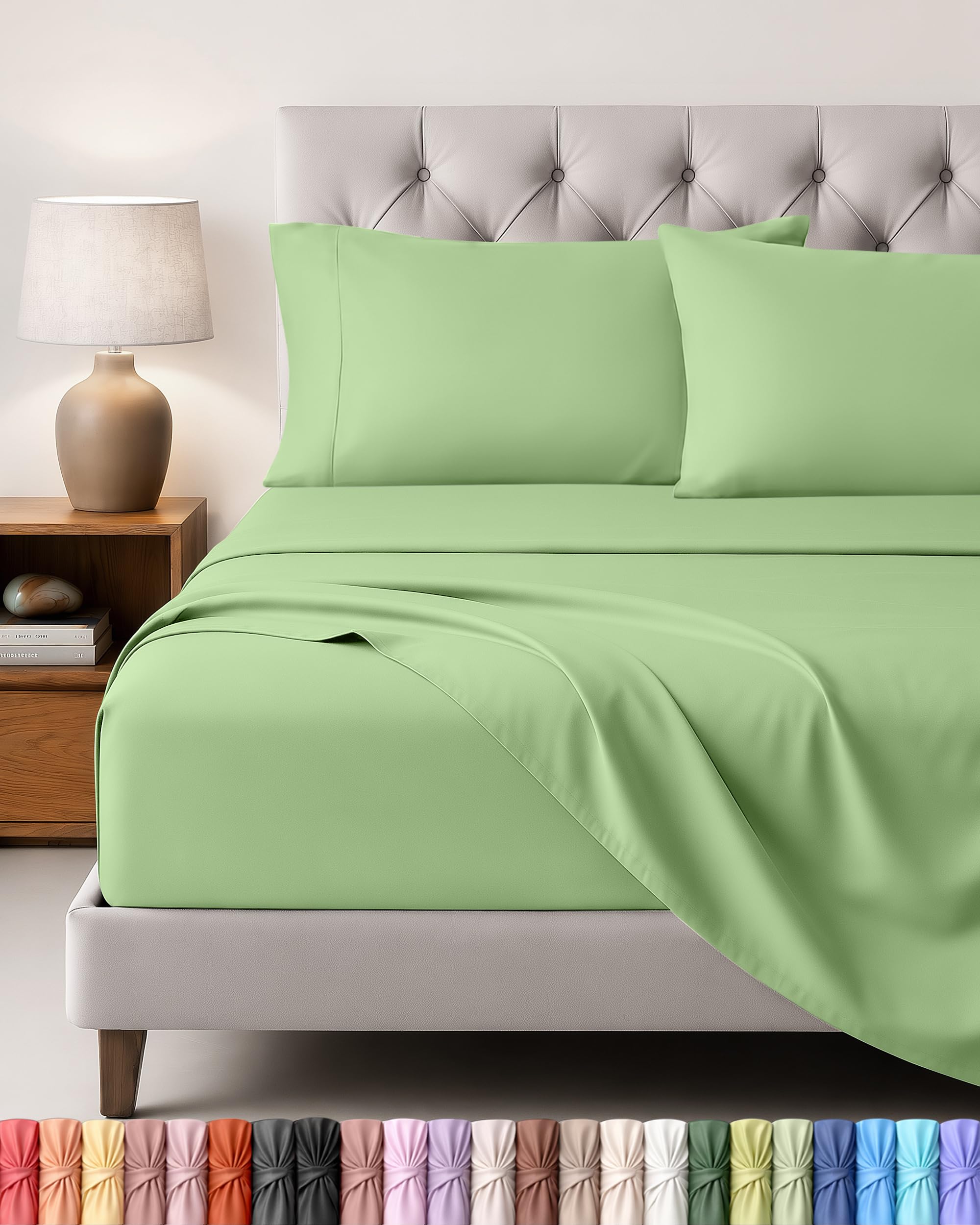Utopia Bedding Sage Bed Sheet Set, 4 Piece, King,