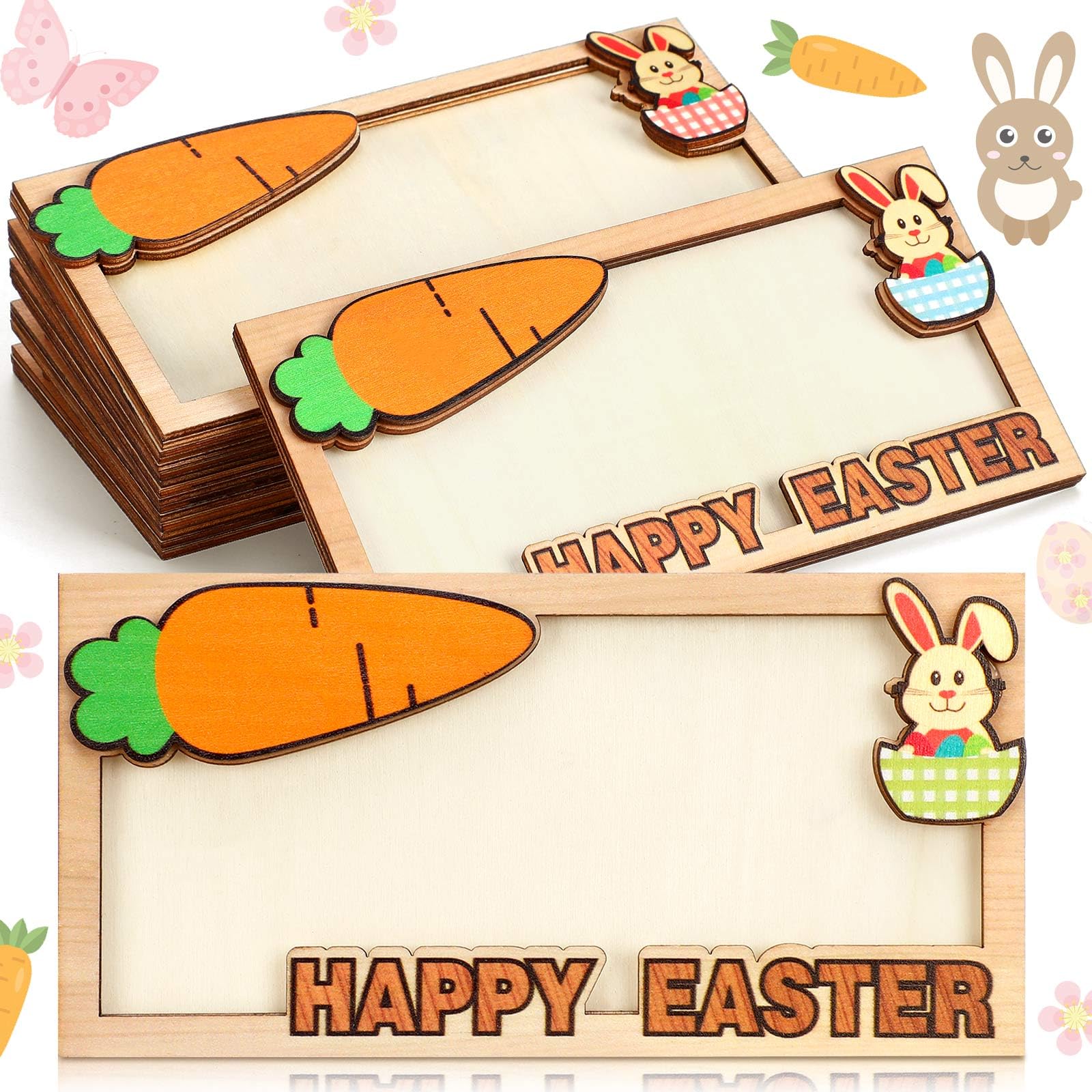 ReliThick 6 Pcs Easter Bunny Money Holders for Cash Gift Wood Bunny Card Holder Bulk Gift Box Spring Easter Basket Stuffer-image-45