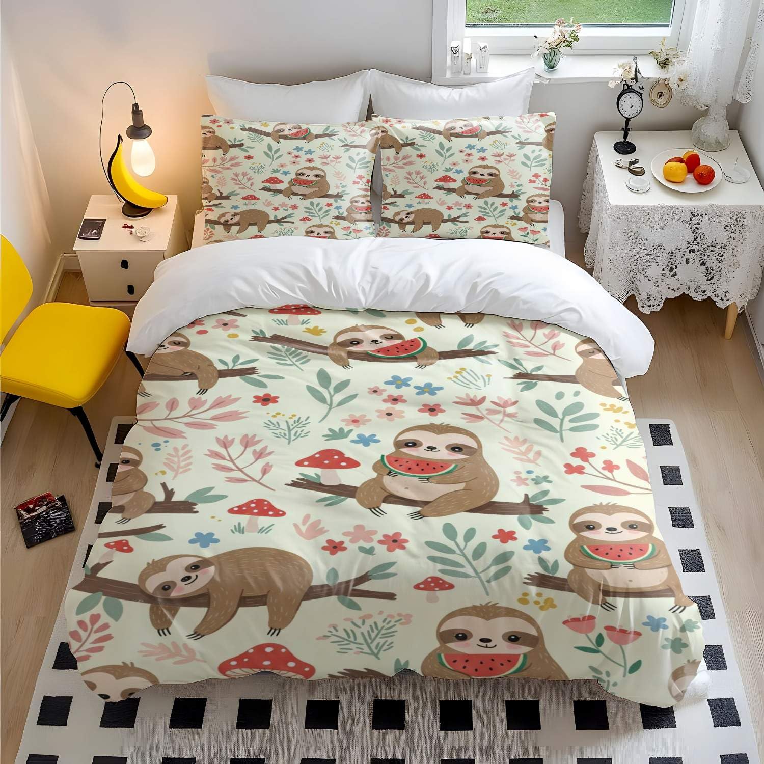 Parure de lit enfant paresseux dessin animé 3 pièces lit double