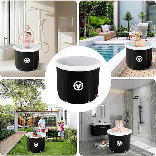 Miniatura 7 de valktech Bañera de hielo para adultos, bañera grande independiente plegable, bañera de hidromasaje, bañera de hidromasaje, bañeras de tamaño adulto