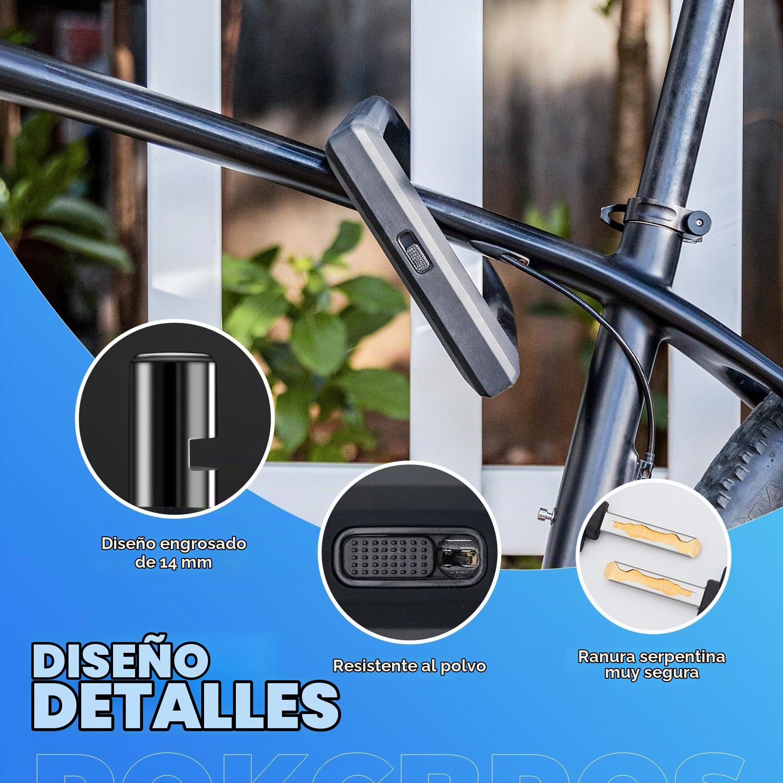 ROCKBROS Candado en U Antirobo de Alta Seguridad con 2 Llaves para Bicicleta y Motocicleta Negro