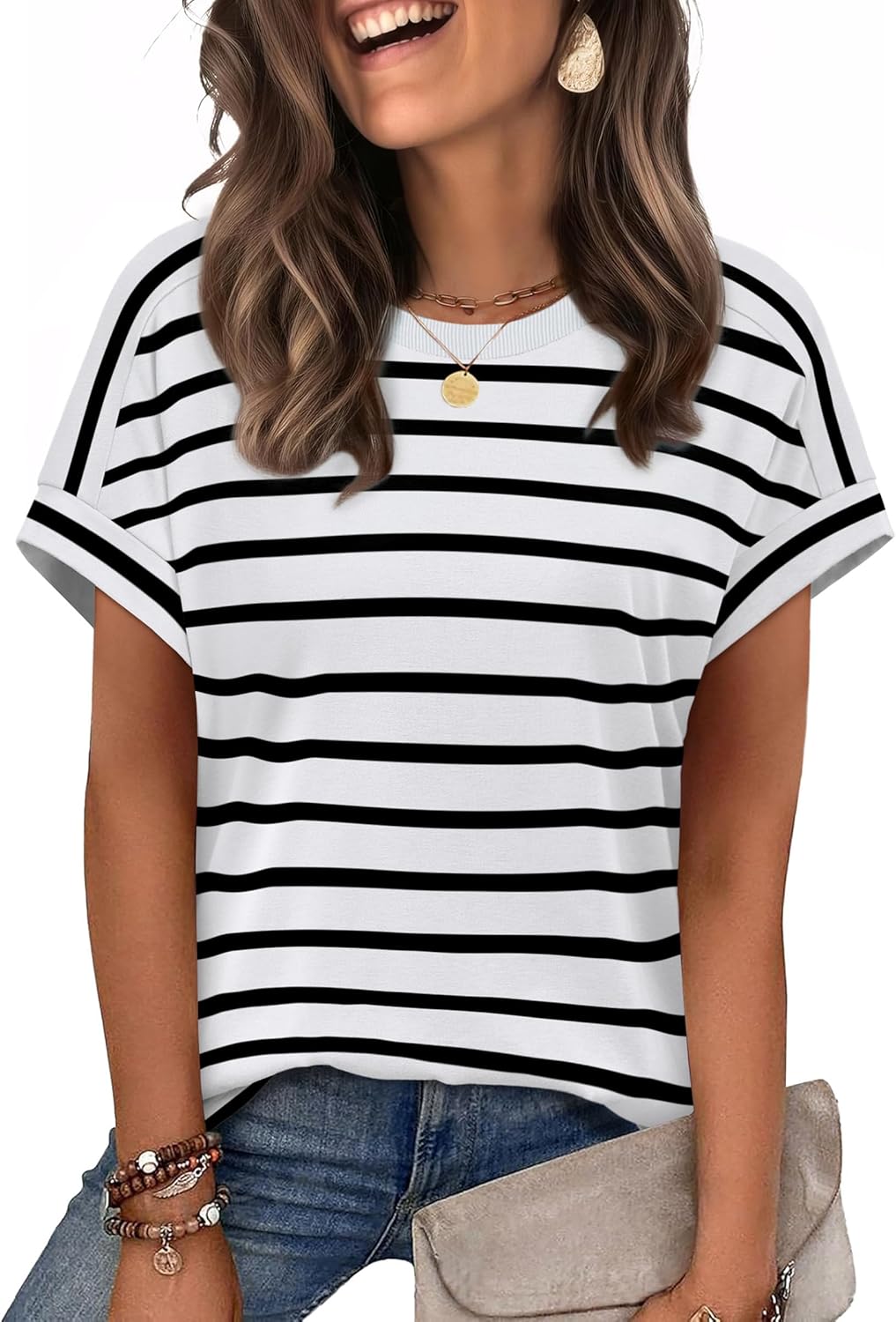 WIHOLL Womens Tops Short Sleeve Shirts Summer Outfits 2026 Spring Dressy Casual Clothes Clothing