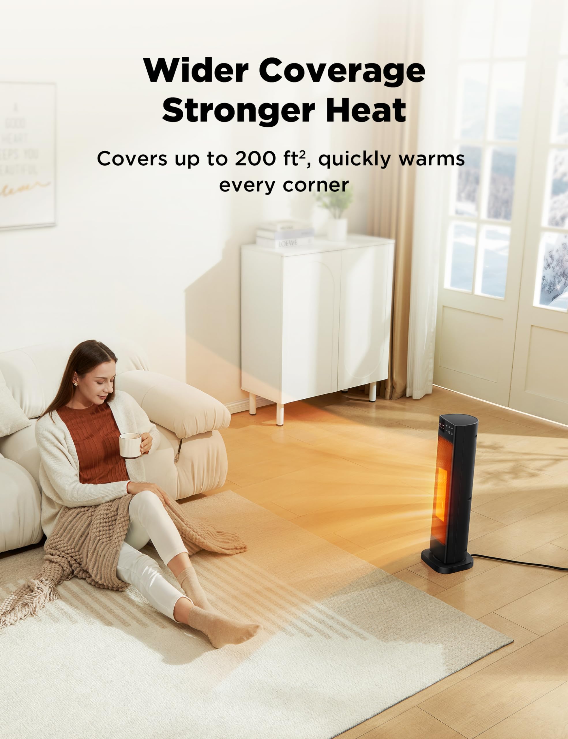 Amazon.com: PELONIS Oscillating Ceramic Tower Indoor Space Heater for Home  with Oscillation, Programmable Thermostat u0026 ECO Mode, 12H Timer u0026 Remote  Control, Safety Protection, 23 Inches, 1500W, PHF15RSAPH23 : Everything Else