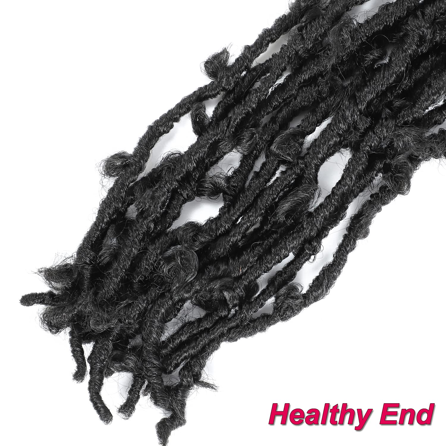 Butterfly Locs Crochet Hair 24 Inch, 6 Packs Distressed Pretwisted Soft Long Butterfly Faux locs Crochet Braids Hair for Black Women Pre Looped Messy Synthetic Braiding Hair Extension (1B#)